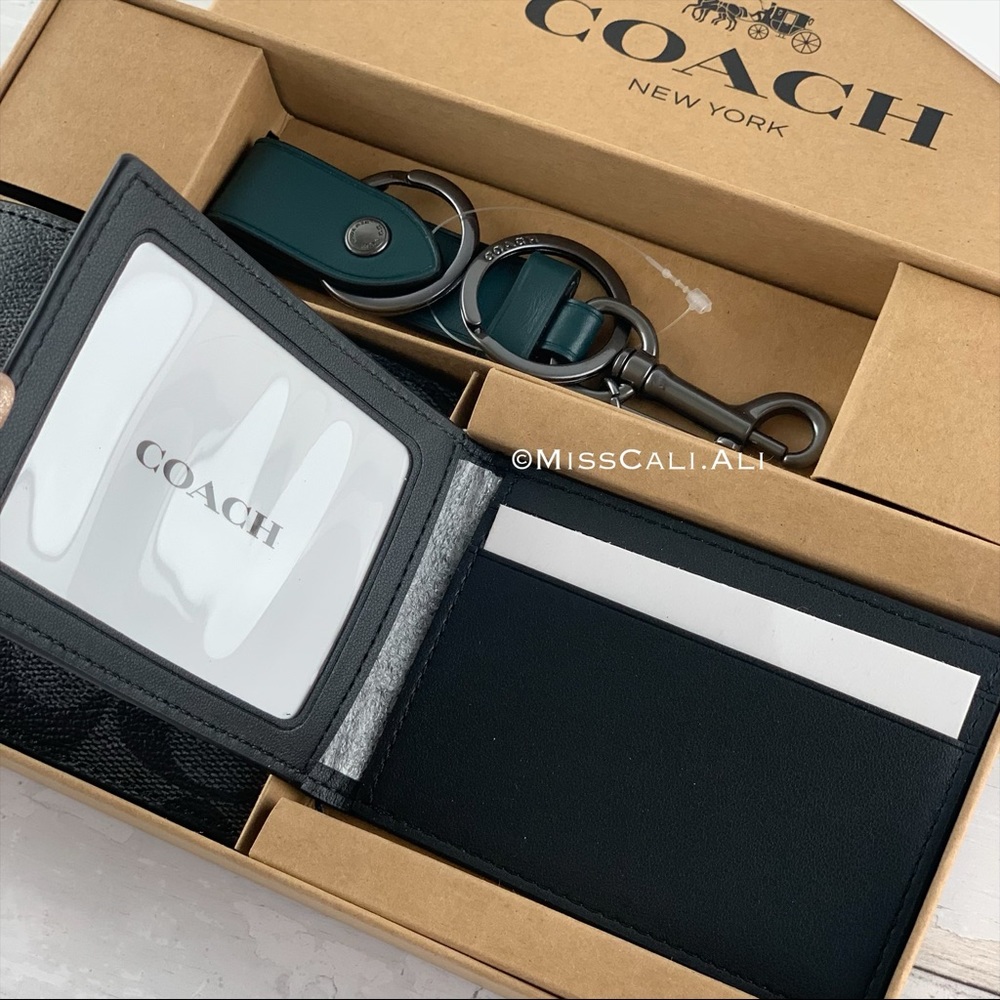 NWT COACH 3-in-1 Men’s Boxed Set Wallet Card Case Set - Picture 6 of 15